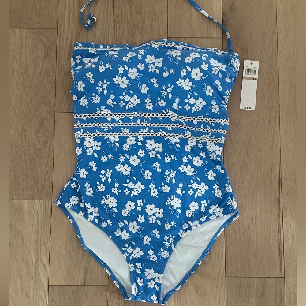 Anne Cole Blue Floral One Piece Swimsuit - Picture 3 of 11